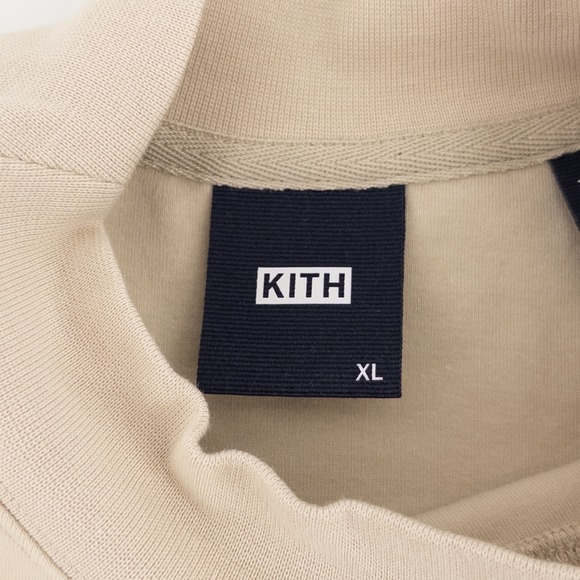 Kith Mens XL Crystal Wash Interlock Vintage Crewneck Ivory Script Logo Chest - Picture 8 of 8